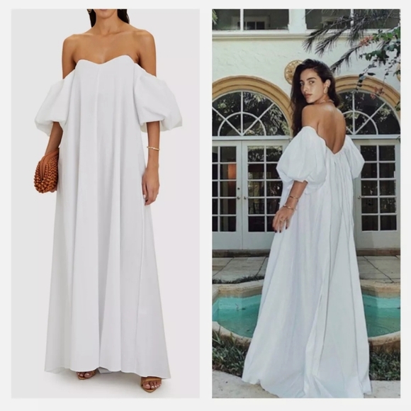 New Caroline Constas Palmer Off The Shoulder White Maxi Dress Evening Gown Small - Picture 4 of 10